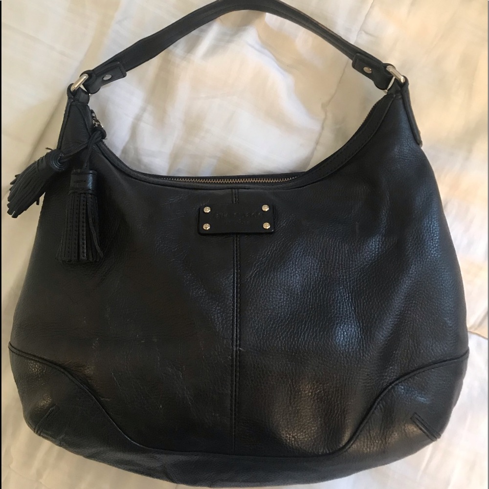 Kate Spade black pebbled leather hobo